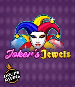 Enjoy the playful world of Joker's Jewels slot by Pragmatic Play, featuring a mesmerizing joker's mask adorned with a vivid jester hat. This graphic evokes the joyful spirit of classic slots, set against a lavender background. Great for those who love classic slot games, delivering a thrilling gaming experience. 